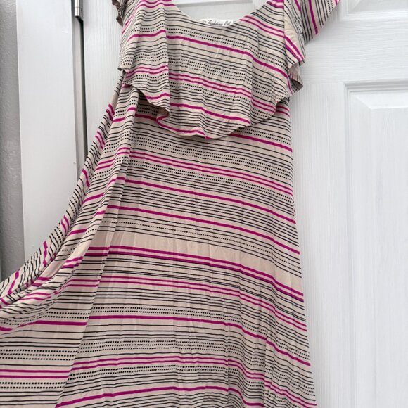 Fighting Eel pink stripe off the shoulder dress sz M jersey - Picture 3 of 3
